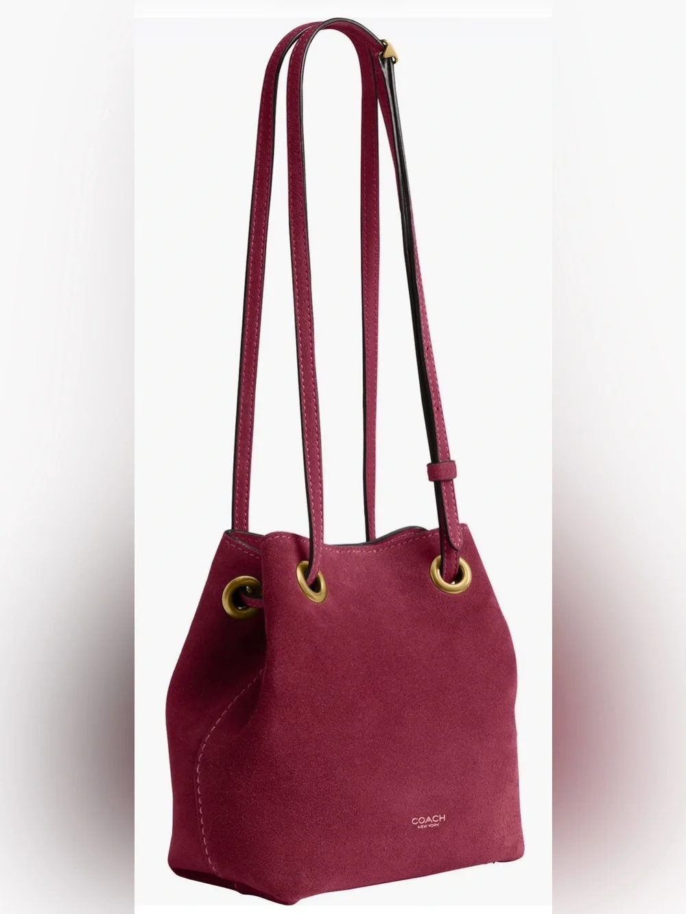 COACH Jade Drawstring Bucket Bag Dark Fuchsia
